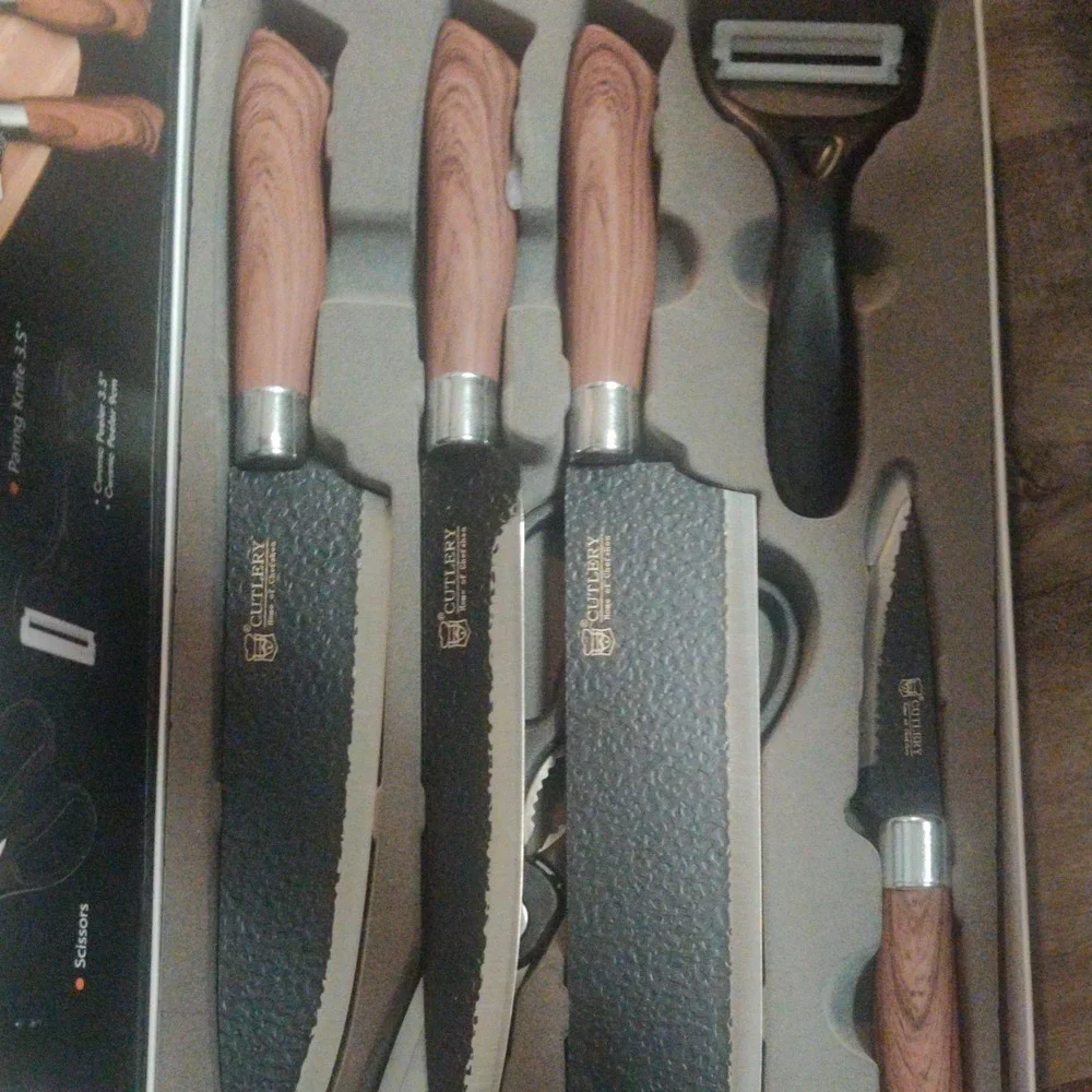 Cutlery ER-0588 6-Piece Stainless Steel‎ Knife Set with Cleaver & Shears